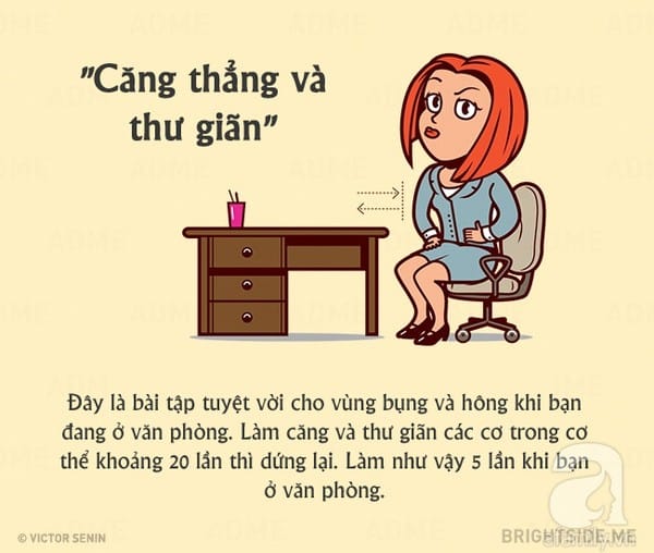 10 động tác tập tại văn phòng