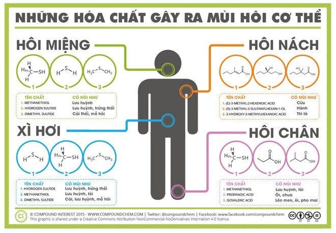 Điểm mặt gọi tên những hợp chất gây hôi miệng, hôi nách, hôi chân