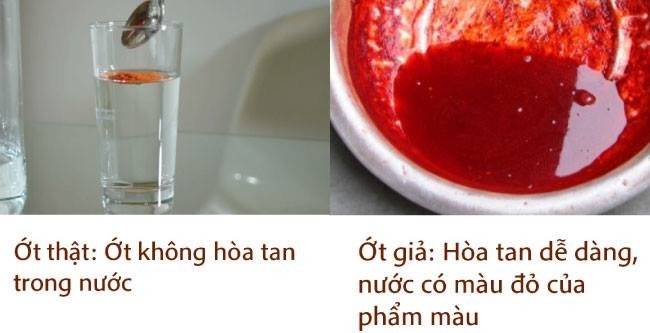Nhận biết ớt bột thật bằng nước