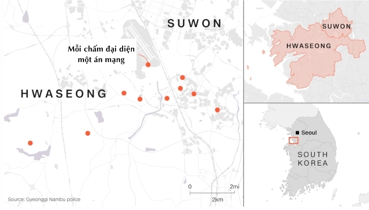 Những địa điểm xảy ra án mạng. Đồ họa: CNN.