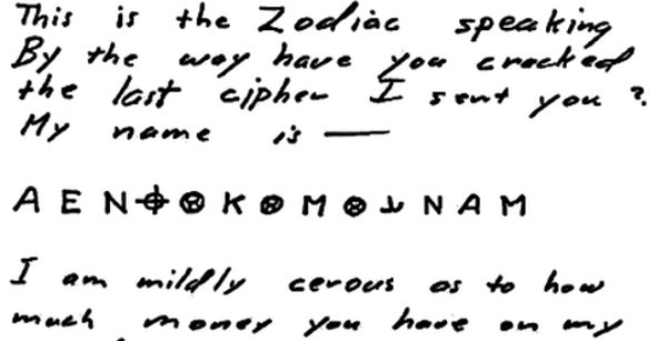 Những mật mã chưa có lời giải của Zodiac.