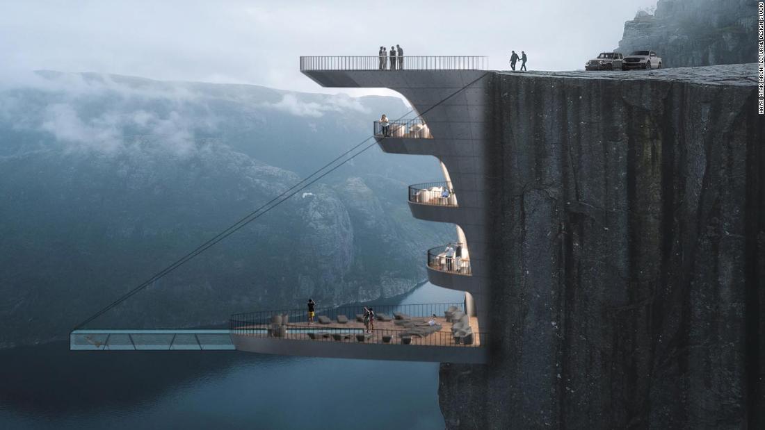 Ý tưởng khách sạn lơ lửng trên vách đá ở Na Uy