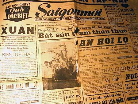 Trang ngoài của báo "Saigon mới" ở Sài Gòn trước năm 1975